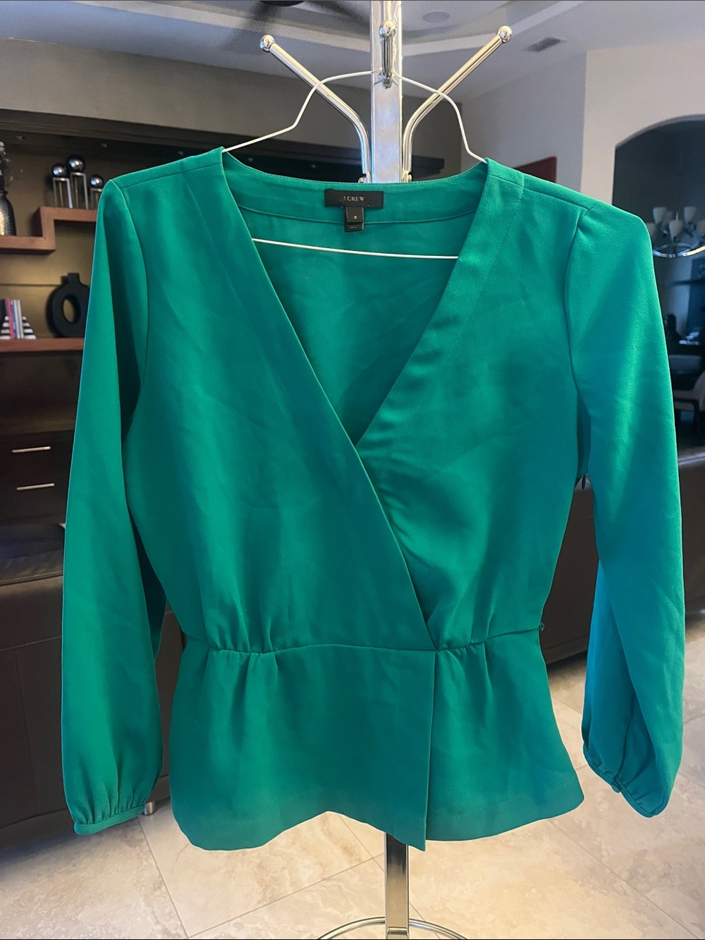 J. Crew Teal Wrap-Style Blouse